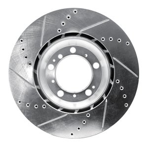 Porsche 911 Brake Rotor (1) - Right Rear - R1 Concepts - Drilled & Slotted - Silver - `99-`23